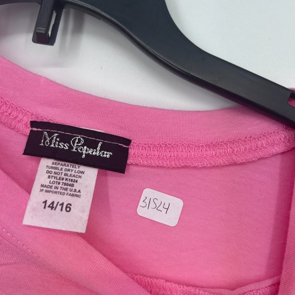 Miss Popular Kids Girls 'Stronger Together' Crop Top Pink Size 14-16 NWOT - Picture 4 of 4